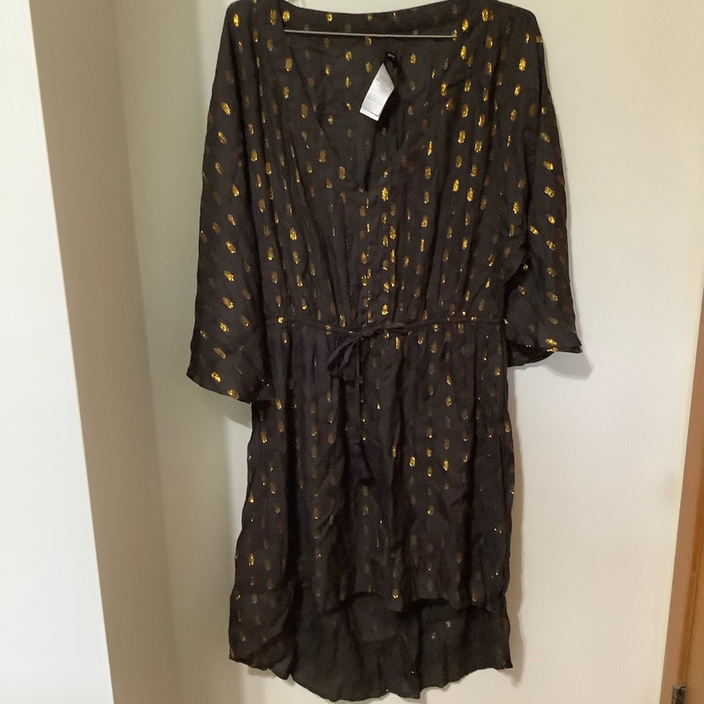 KENNETH COLE: swimsuit Coverup or Dress with Gold Accents (NWOT)